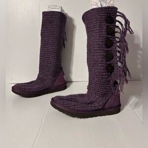 UGG Purple knit button tall winter boots women fits size 7